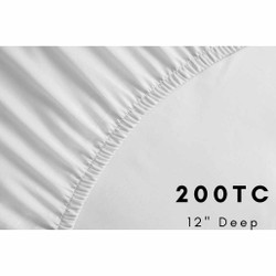 200TC 100percent Cotton - Percale Fitted Sheets 12 Deep