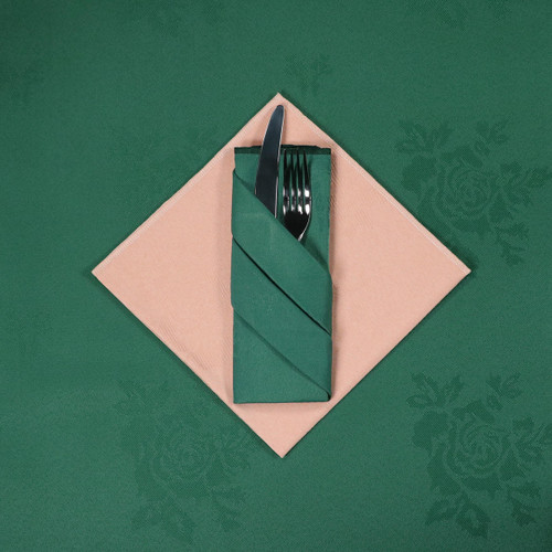 100percent Polyester Damask Rose Dark Green - Napkins 22x22 56x56 cm