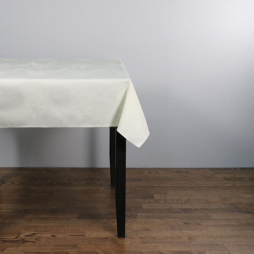 100percent Polyester Damask Rose Ivory Tablecloths - 35x35 89x89 cm