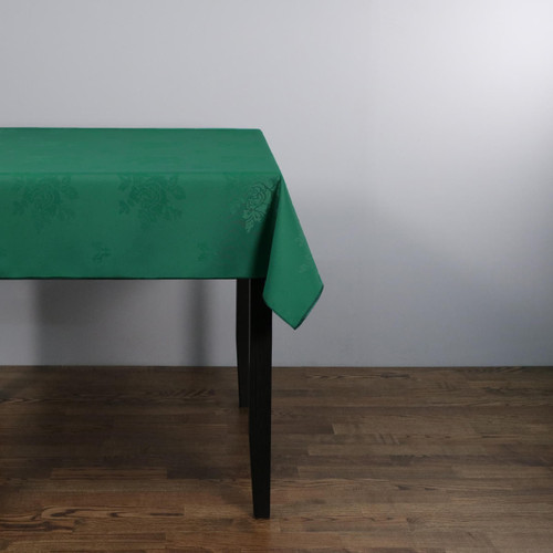 100percent Polyester Damask Rose Dark Green Tablecloths - 70x144 178x366 cm