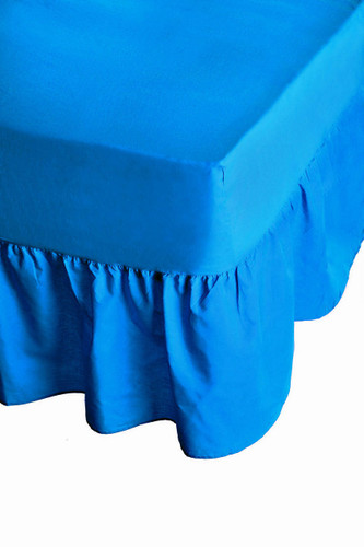 68 Pick Polycotton Light Blue Single Valance Sheet - Single