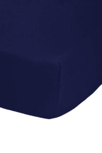 68 Pick Polycotton Navy Blue Double Fitted Sheet - Single Piece