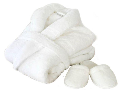 Turkish Cotton White Terry Towelling Bath Robe - Pack of 5