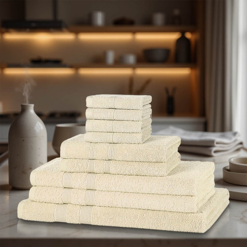 9 Piece 500GSM Towel Bale - 4 Face Cloths, 2 Hand Towels, 2 Bath Towels, 1 Bath Sheet