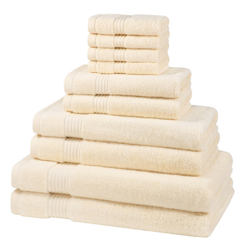 10 Piece 700GSM Bamboo Towel Set - 4 Face Cloths, 2 Hand Towels, 2 Bath Towels, 2 Bath Sheets