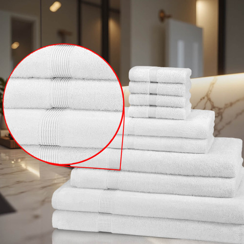 10 Piece 600GSM Towel Bale - 4 Face Cloths, 2 Hand Towels, 2 Bath Towels, 2 Bath Sheets
