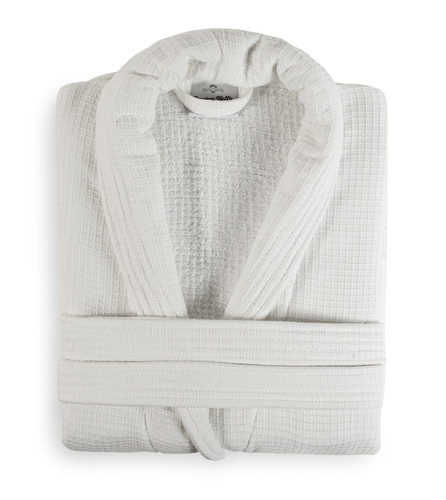 Premium 2in1 'Waffle Outer' 'Towelling Inner' 100% Cotton Dressing Gowns - Shawl Collar