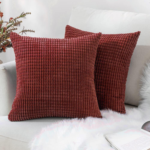 Set of 2 Cushions with Corn Corduroy Covers Included - 45x45 cm