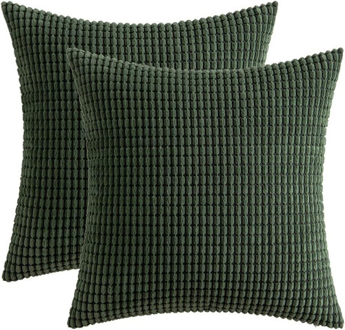 Set of 2 Cushions with Corn Corduroy Covers Included - 45x45 cm