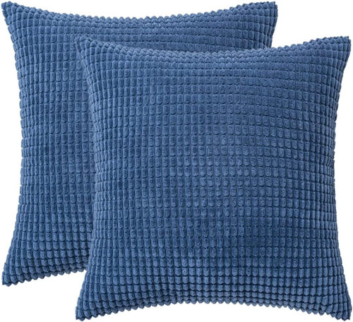 Set of 2 Cushions with Corn Corduroy Covers Included - 45x45 cm