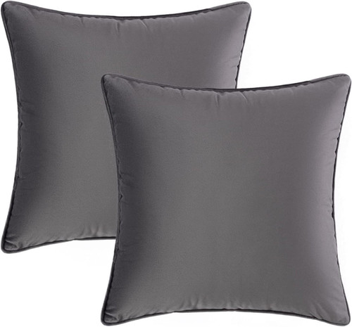 Set of 2 Cushions with Piped Velvet Covers Included - 45x45 cm