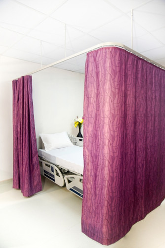 Antibacterial Cubicle Curtains Fire Retardant Thermal Insulated, Room Darkening Leaf Design Printed, Pencil Pleat (1 Panel)