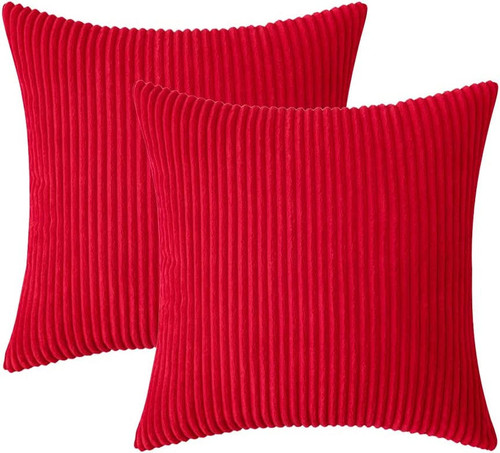 Set of 2 Cushions with Corduroy Covers Included - 45x45 cm