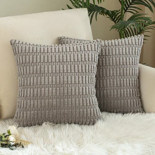 Set of 2 Cushions with New Corduroy Design Covers Included - 45x45cm