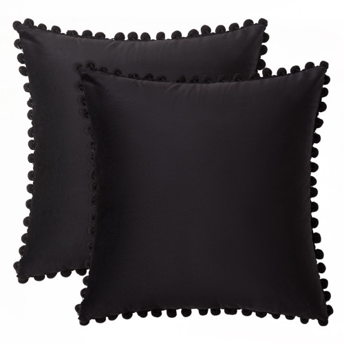 Set of 2 Cushions with Premium Pompom Velvet Cushion Covers Included - 45x45cm