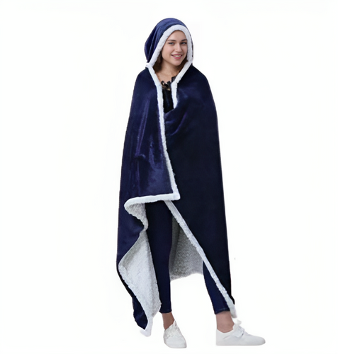 Double Layer Sherpa Hooded Blanket