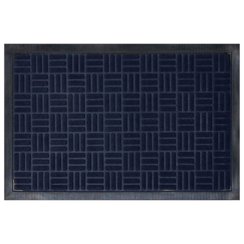 Premium Rubber Back Door Mats | Embossed Non-Slip Entrance Mats for Homes - Dark Blue