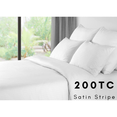 200TC Easy Iron Cotton Rich Satin Stripe - Duvet Covers