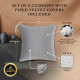 Set of 2 Cushions with Piped Velvet Covers Included - 45x45 cm