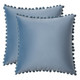 Set of 2 Cushions with Premium Pompom Velvet Cushion Covers Included - 45x45cm