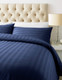800 Thread Count Cotton Rich 2cm Sateen Stripe Duvet Cover Set Navy