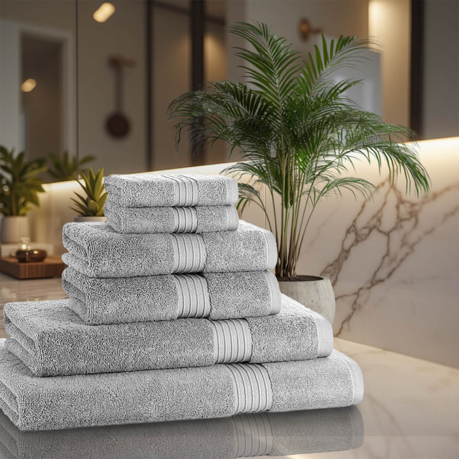 6 Piece 700GSM Towel Bale - 2 Face Cloths, 2 Hand Towels, 2 Bath Sheets