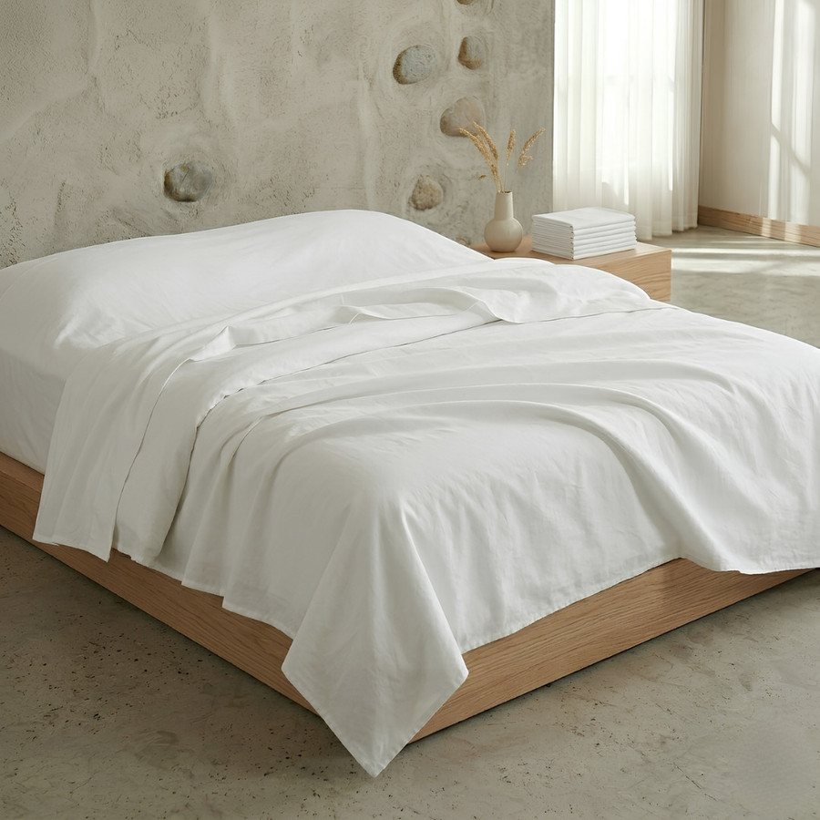 white-144-thread-count-100-percent-cotton-flat-sheets-on-bed-bedroom-lifestyle