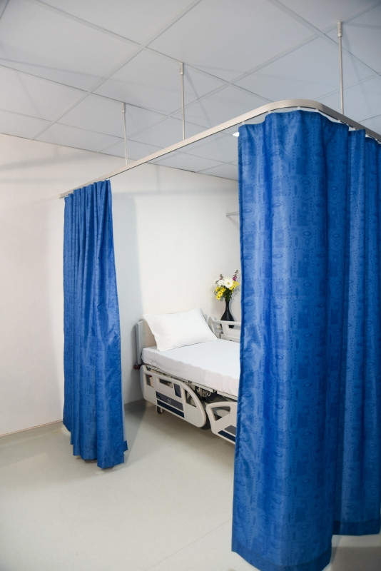 Antibacterial Cubicle Curtains Fire Retardant Thermal Insulated, Room Darkening Geometric Design, Double Sided Printed, Pencil Pleat (1 Panel)