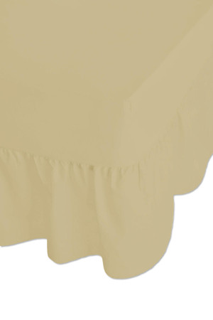 Image of 68 Pick Polycotton Cream Double Valance Sheet - Single