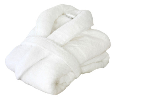 Image of Turkish Cotton White Terry Towelling Bath Robe - Single Piece