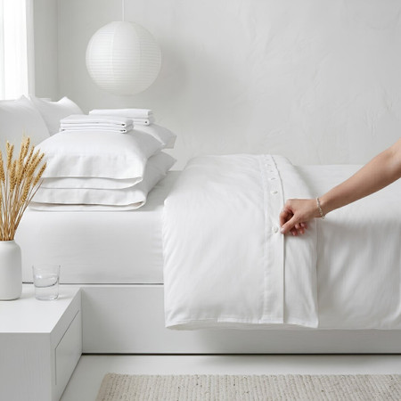 400TC Sateen 100% Cotton Buttoned Duvet Cover Sets