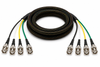 Custom Channel 6G HD-SDI BNC snake cable with flexible black nylon sleeving