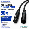 50ft Star Quad XLR microphone cable with Canare L-4E6S and black 3-pin XLR connectors