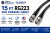 15ft RG-223 coaxial cable with BNC connectors for professional audio video signal transmission