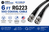 6ft RG-223 coaxial cable with BNC connectors for professional audio video signal transmission