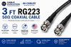 3ft RG-223 coaxial cable with BNC connectors for professional audio video signal transmission