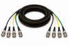 Custom Channel 6G HD-SDI BNC snake cable with flexible black nylon sleeving
