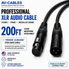 200ft Star Quad XLR microphone cable with Canare L-4E6S and black 3-pin XLR connectors