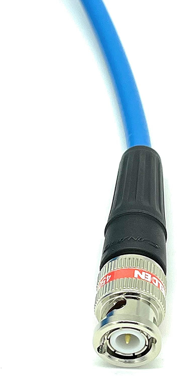 12G UHD 4K HD-SDI BNC cable using genuine Belden 4505R RG59 coax for cameras, switchers, routers, and broadcast equipment.