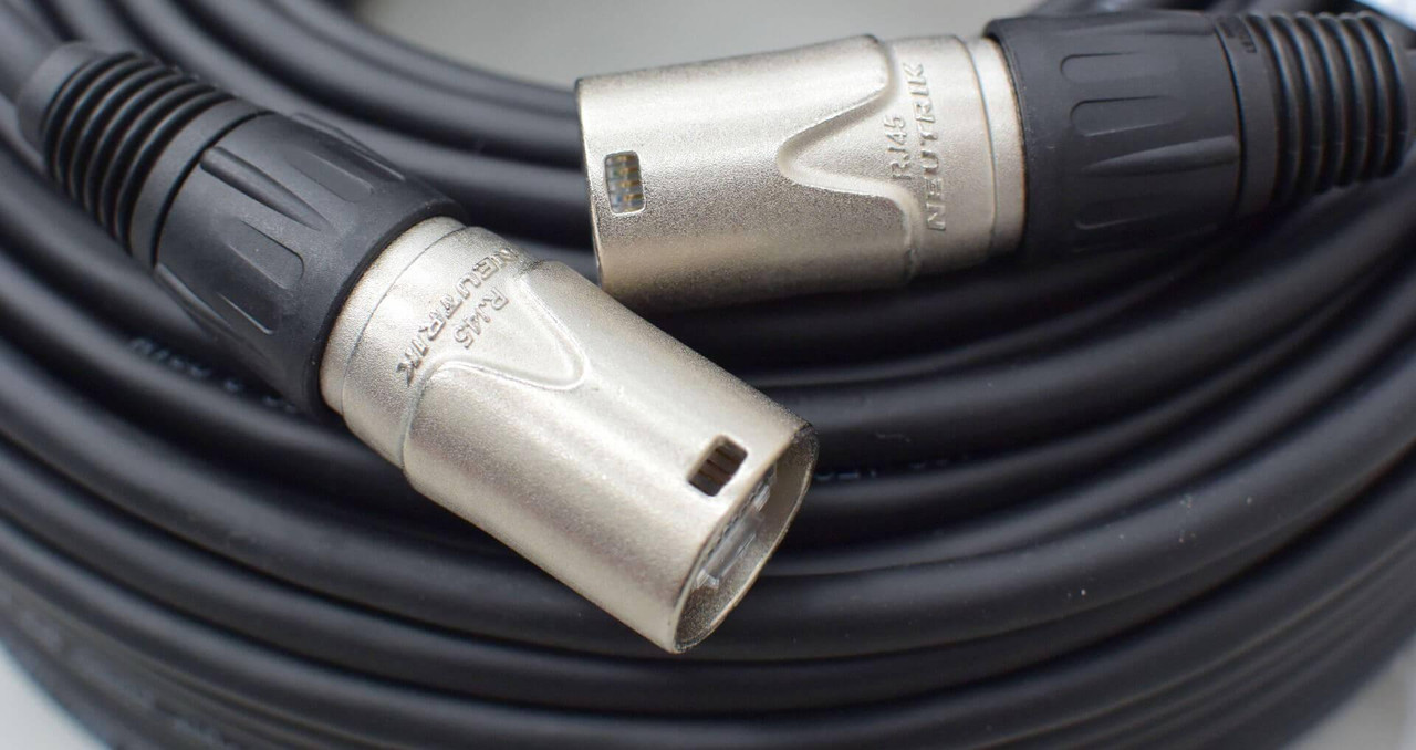 AV-Cables EtherCON Multi-Channel Cat6 cable assembly with braided sleeve and locking EtherCON connectors