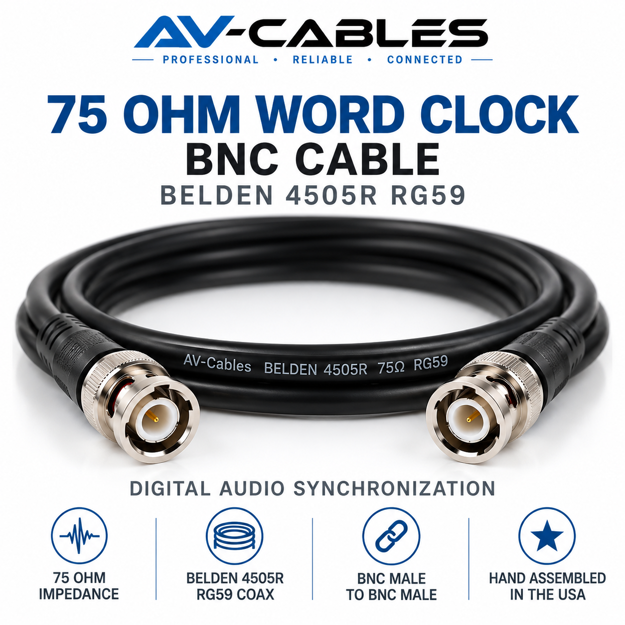 75 Ohm Word Clock BNC Cable – Belden 4505R RG59