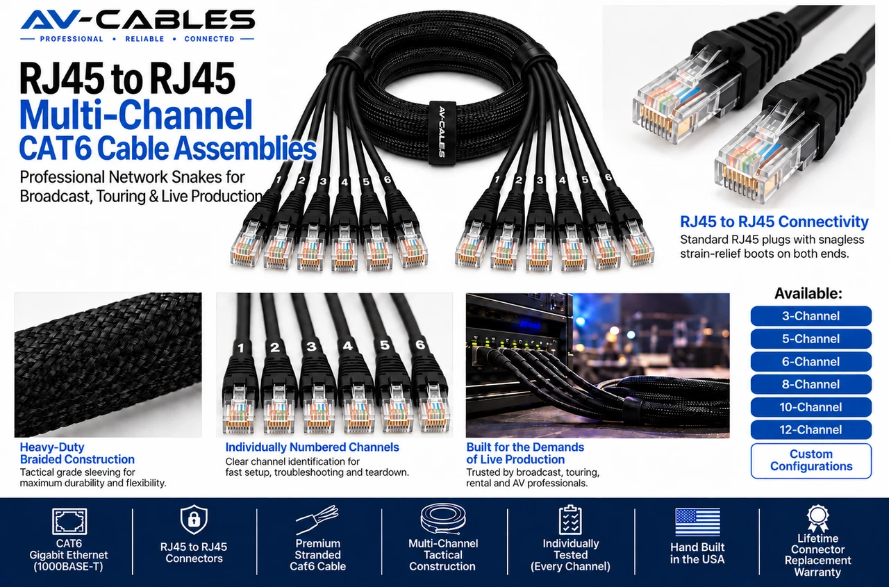 Multi-Channel CAT6 RJ45 Snake Cable – 3–12 Channels