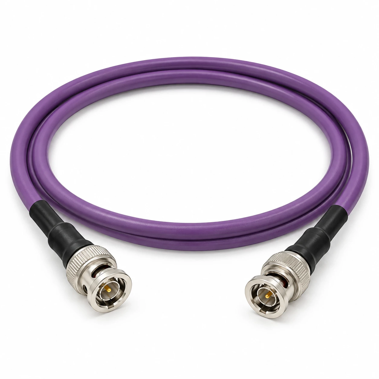 Belden 1695A violet plenum RG6 6G HD-SDI cable with male BNC connectors