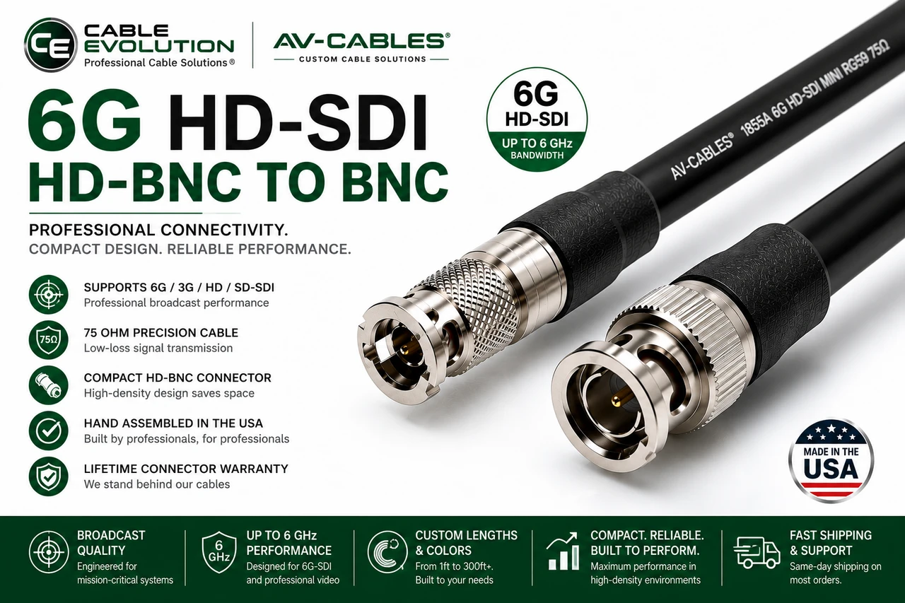 High Density BNC to BNC HD SDI Mini RG59 Cable