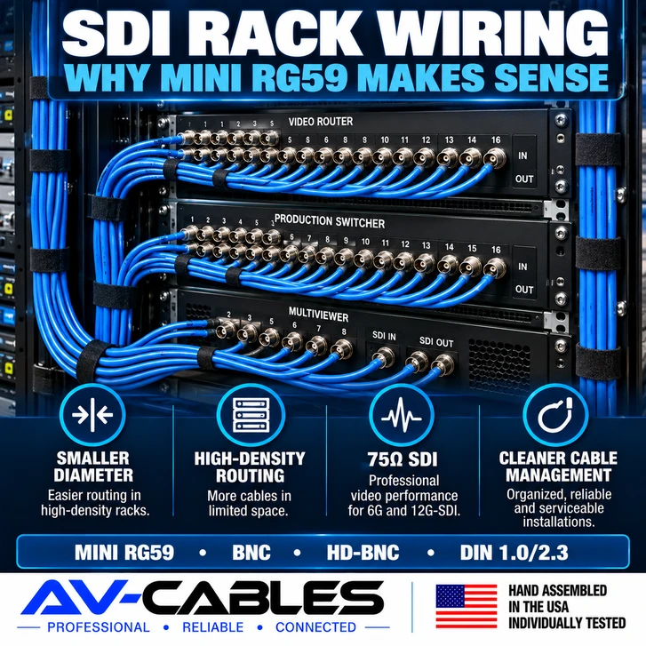 SDI Patch Cables for Broadcast Racks: Why Mini RG59 Makes Sense