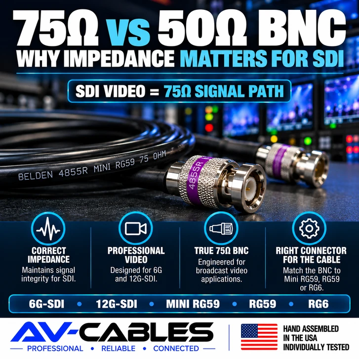 75 Ohm vs 50 Ohm BNC Connectors: Why the Difference Matters for SDI Video