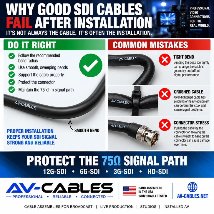 Why SDI Cable Fails After Installation: Bend Radius, Pulling & Connector Stress