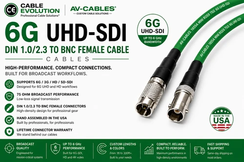 Female BNC to Din 1.0/2.3 HD SDI Cable
