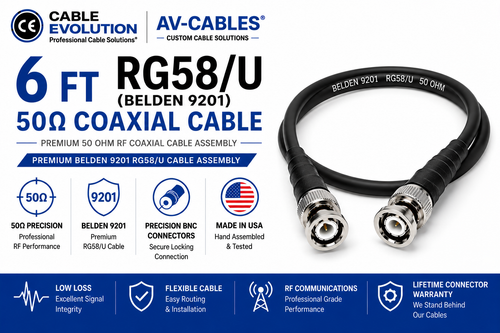 6ft Precision 50 ohm RG58/U BNC Cables - Belden 9201