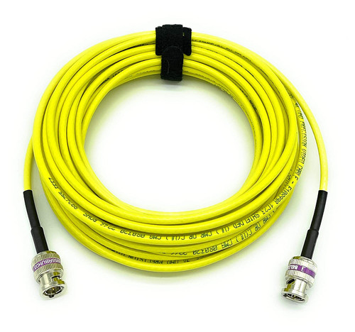 AV-Cables 12G HD-SDI 4K UHD BNC cable with Belden 4855R mini RG59 coaxial, showing gold-plated BNC connectors AV-Cables 12G HD-SDI 4K UHD BNC cable with Belden 4855R mini RG59 coaxial, showing gold-plated BNC connectors